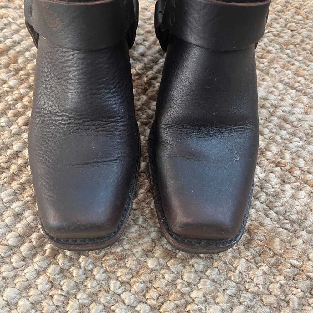 Frye Brown Leather Moto Harness Boots - Picture 3 of 5
